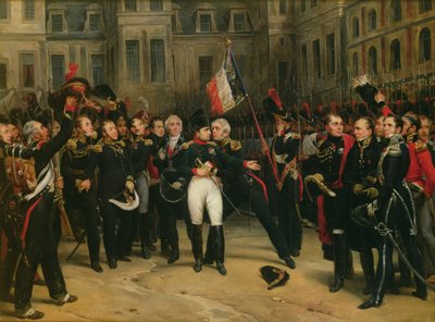 Napoleon I Bidding Farewell to the Imperial Guard in the Cheval-Blanc Courtyard at the Chateau de Fontainebleau, 20th April 1814, 1825 by Antoine Alphonse Montfort
